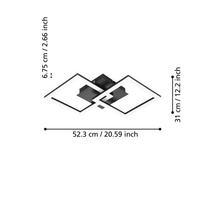 Eglo 31774 - Plafonnier à intensité variable PARANDAY-Z LED/21,5W/230V 3000-6500K noir