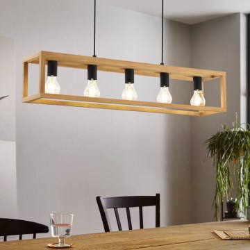 Eglo 32143 - Suspension sur câble BLACKCROWN 5xE27/40W/230V marron