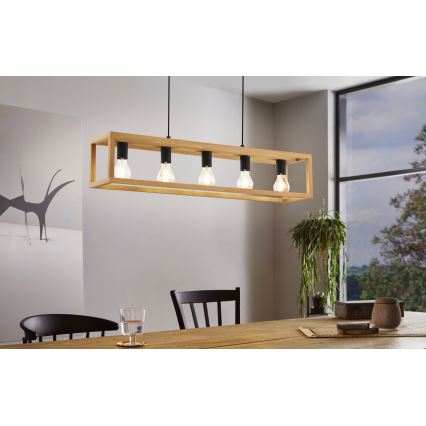 Eglo 32143 - Suspension sur câble BLACKCROWN 5xE27/40W/230V marron