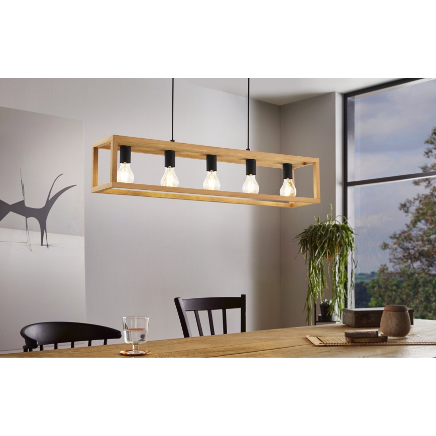 Eglo 32143 - Suspension sur câble BLACKCROWN 5xE27/40W/230V marron