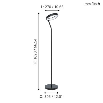 Eglo 32327 - Lampadaire dimmable LED RGBW MARGHERA-C LED/15,5W/230V 2700-6500K noir
