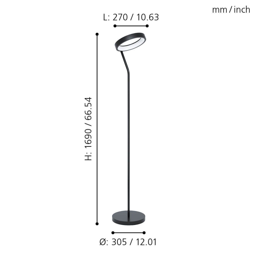 Eglo 32327 - Lampadaire dimmable LED RGBW MARGHERA-C LED/15,5W/230V 2700-6500K noir