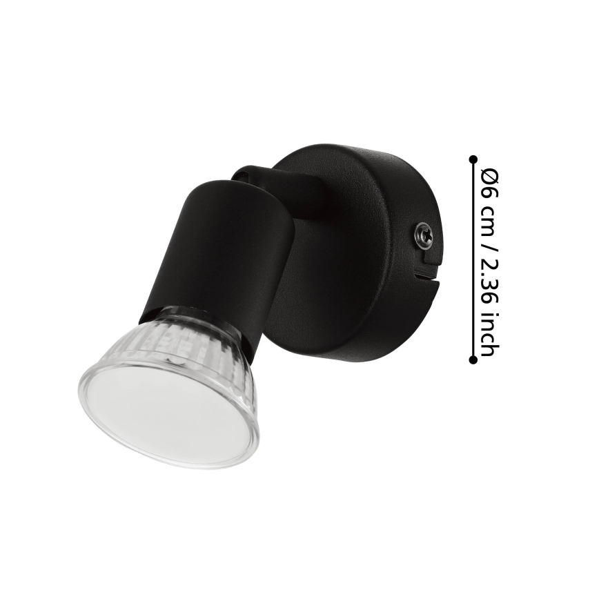 Eglo - Spot mural LED 1xGU10/2,8W/230V 3000K noir