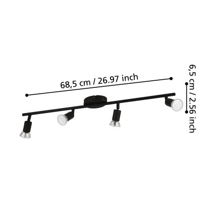 Eglo - Spot LED 4xGU10/2,8W/230V 3000K noir