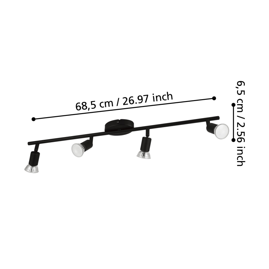 Eglo - Spot LED 4xGU10/2,8W/230V 3000K noir