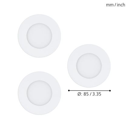 Eglo - Lot de 3 spots encastrables LED RGB dimmables FUEVA-C 1xLED/3W/230V Ø 8,5 cm