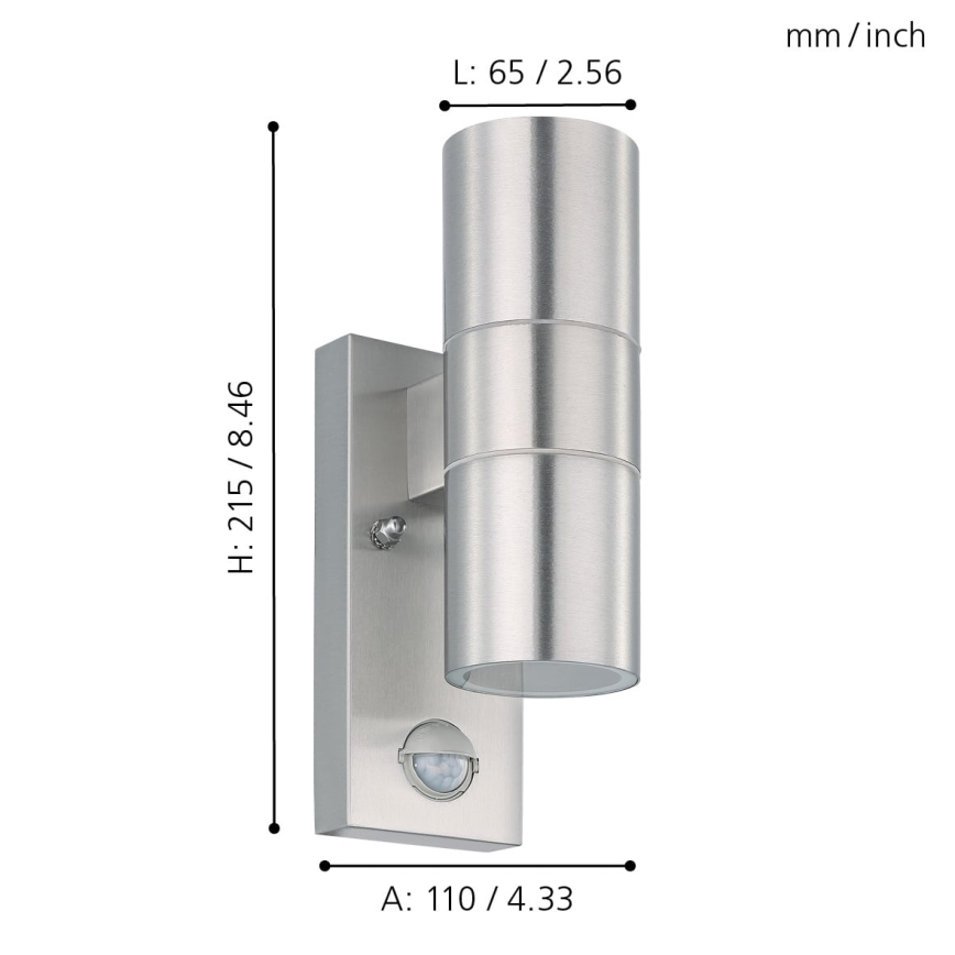 Eglo - Applique murale LED extérieure avec détecteur 2xGU10/3W/230V IP44