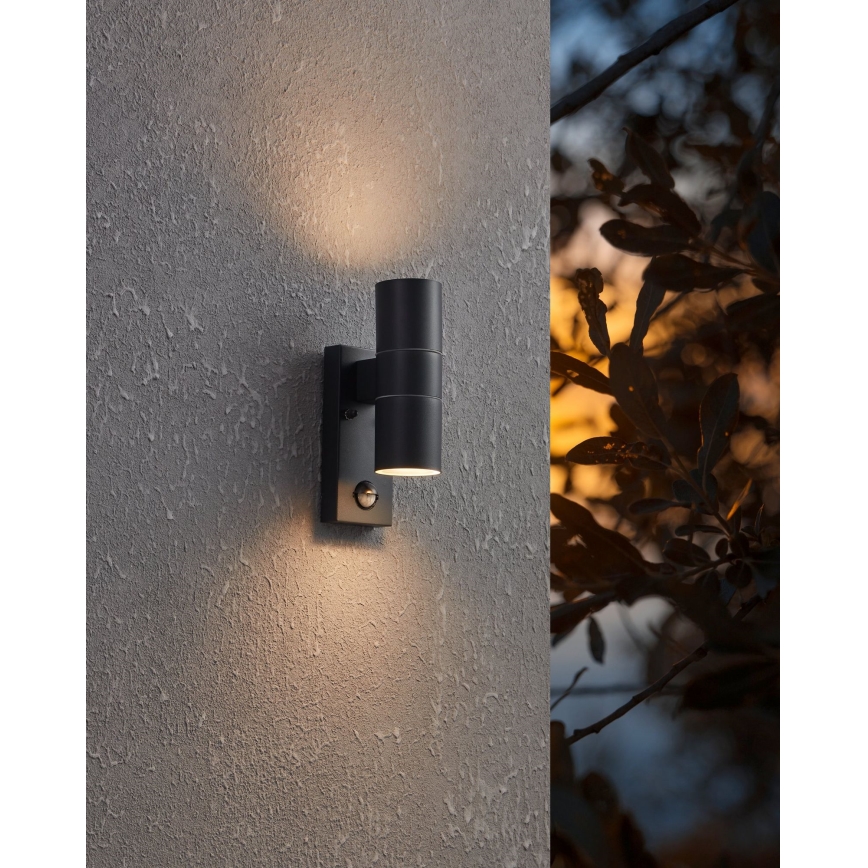 Eglo - Applique murale LED extérieure avec détecteur 2xGU10/3W/230V IP44