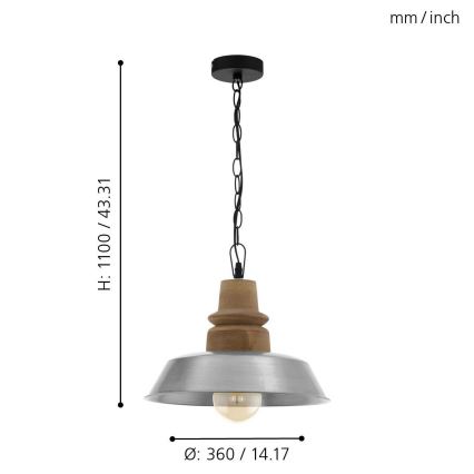 Eglo 33024 - Suspension avec chaîne RIDDLECOMBE 1xE27/60W/230V