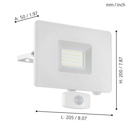 Eglo - Projecteur LED avec détecteur LED/50W/230V IP44