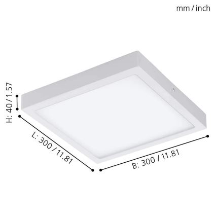 Eglo 33209 - Plafonnier LED RGBW dimmable FUEVA-C LED/21W/230V 2700-6500K 30x30 cm blanc