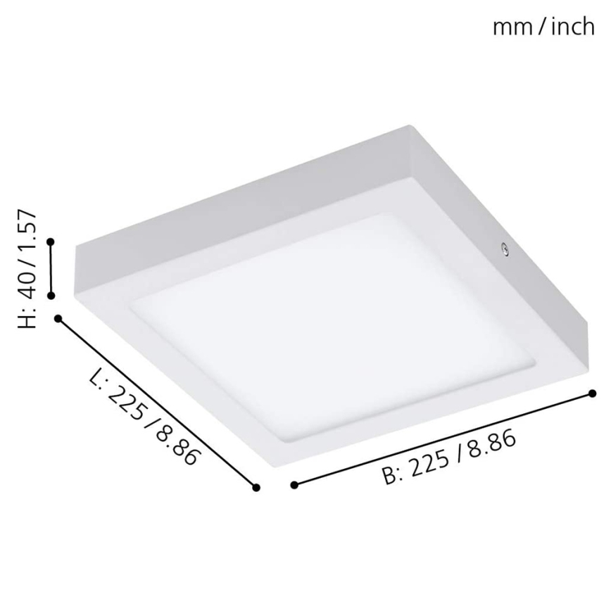 Eglo 33316 - Plafonnier LED RGBW dimmable FUEVA-C LED/15,6W/230V 2700-6500K 22,5 x 22,5 cm blanc