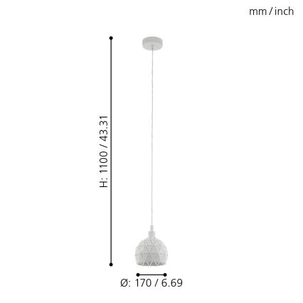 Eglo - Suspension avec fil 1xE14/40W/230V