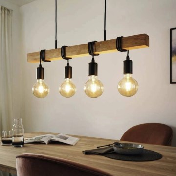 Eglo 33378 - Suspension filaire LED TOWNSHEND 4xE27/4W/230V 2200K beige/noir