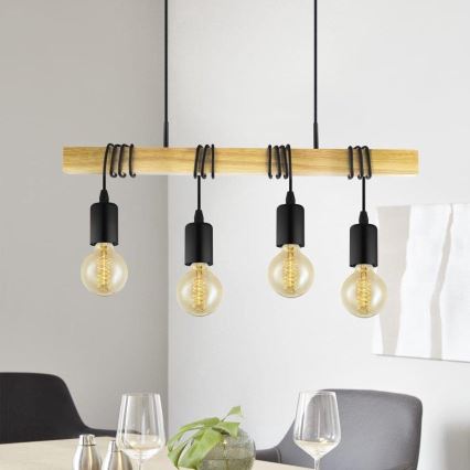 Eglo 33378 - Suspension filaire LED TOWNSHEND 4xE27/4W/230V 2200K beige/noir