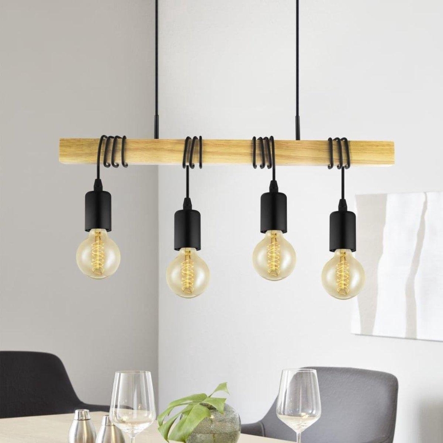 Eglo 33378 - Suspension filaire LED TOWNSHEND 4xE27/4W/230V 2200K beige/noir