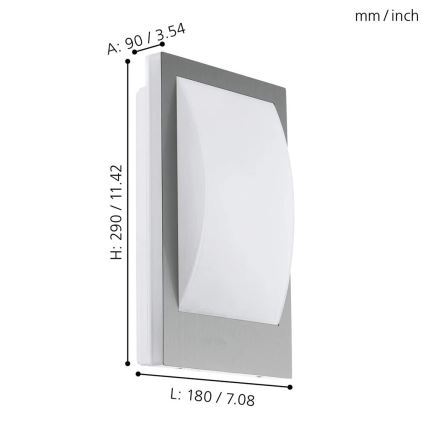 Eglo 33569 - Applique murale LED d'extérieur VERRES-C 1xE27/9W/230V IP44 chrome mat
