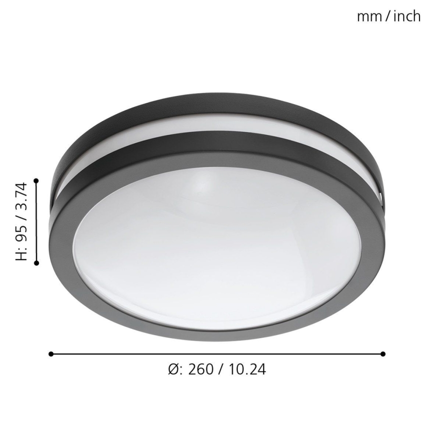 Eglo 33571 - Plafonnier LED dimmable pour salle de bains LOCANA-C LED/14W/230V IP44 anthracite
