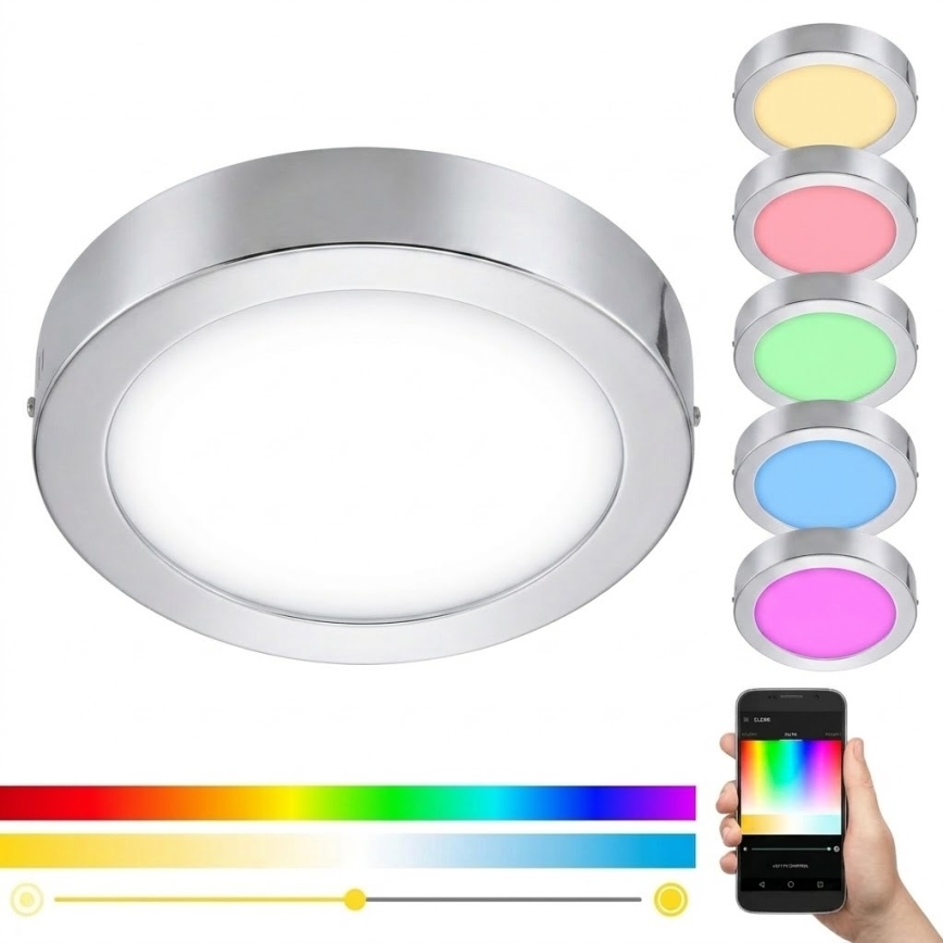 Eglo 33667 - Plafonnier LED RGBW à intensité variable salle de bain FUEVA-C LED21W/230V d. 30 cm IP44