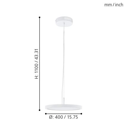 Eglo 33675 - Suspension filaire RGBW à intensité variable CERIGNOLA-C LED/21W/230V 2700-6500K + Télécommande