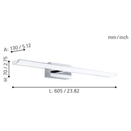 Eglo 33767 - Eclairage miroir salle de bain RGBW à intensité variable TABIANO-C LED/15,6W/230V 2700-6500K 60,5 cm IP44 + télécommande