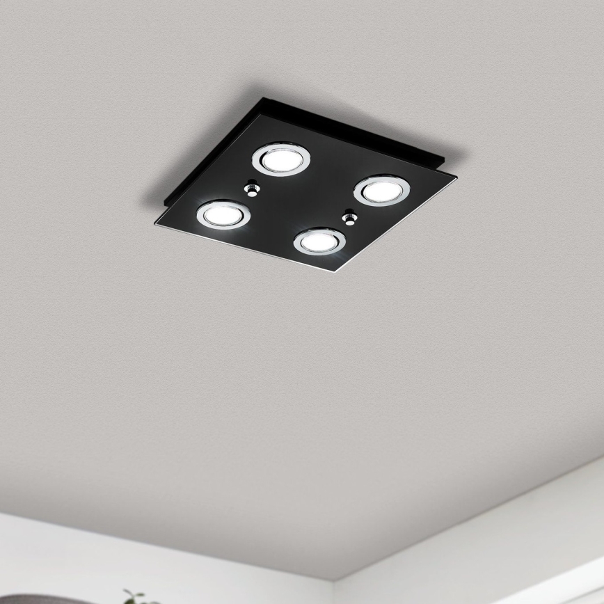 Eglo 33804 - Plafonnier LED GRATTINO 4xGU10/2,8W/230V 3000K noir