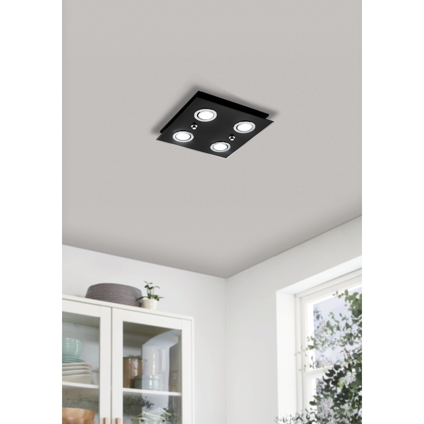 Eglo - Plafonnier LED 4xGU10/2,8W/230V 3000K noir