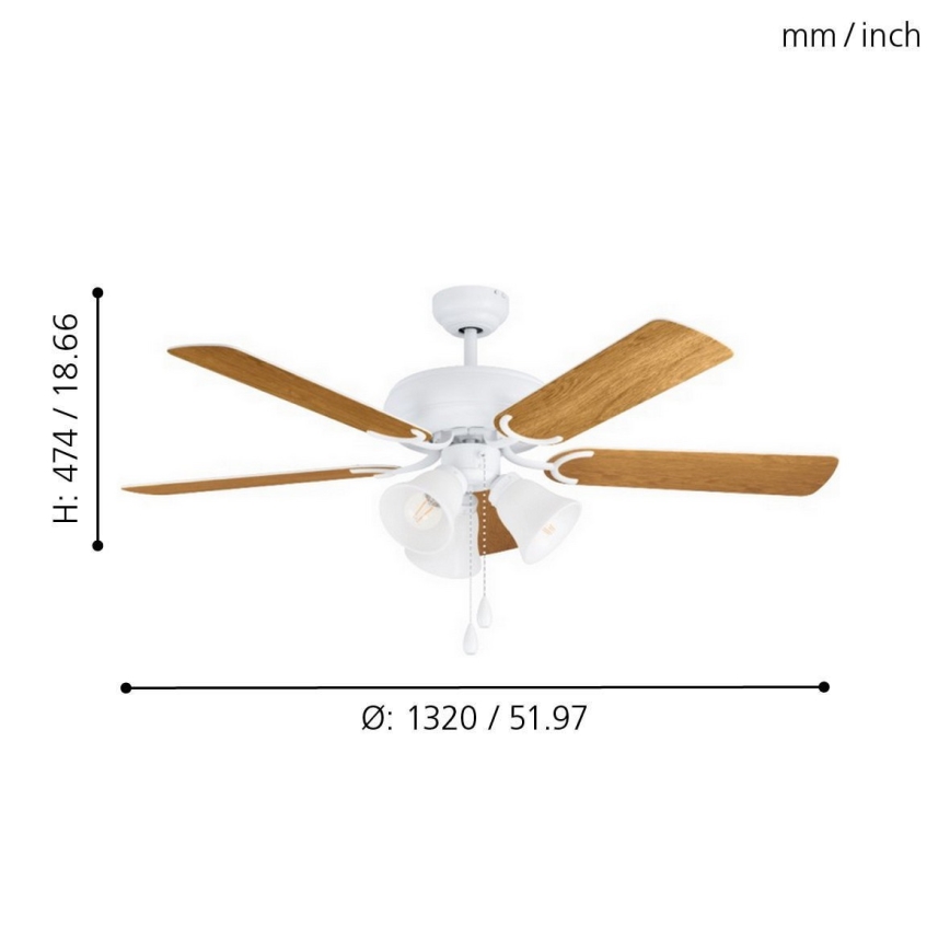 Eglo 35076 - Ventilateur de plafond LAS PALMAS 3xE27/40W/230V marron