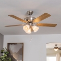Eglo 35077 - Ventilateur de plafond LAS PALMAS 3xE27/40W/230V chrome mat/marron