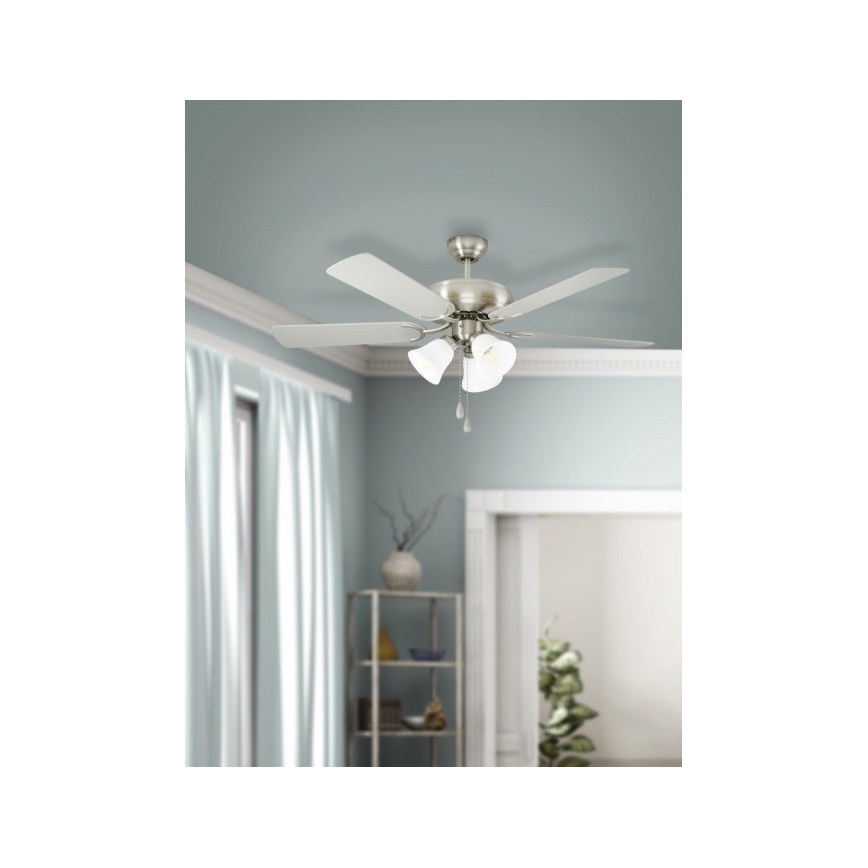Eglo 35077 - Ventilateur de plafond LAS PALMAS 3xE27/40W/230V chrome mat/marron