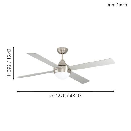 Eglo - Ventilateur de plafond 2xE27/7W/230V + télécommande