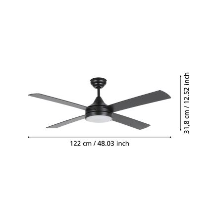 Eglo - Ventilateur de plafond LED à intensité variable LED/20W/230V + télécommande noir