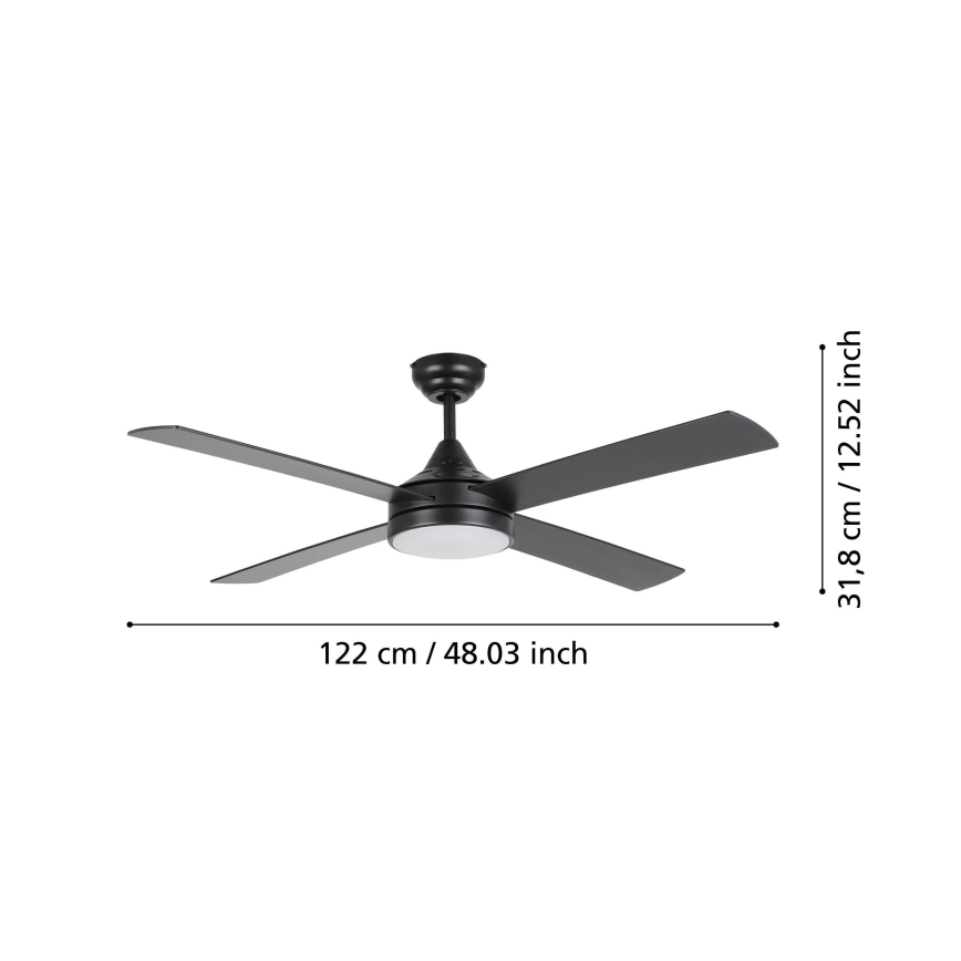 Eglo - Ventilateur de plafond LED à intensité variable LED/20W/230V + télécommande noir
