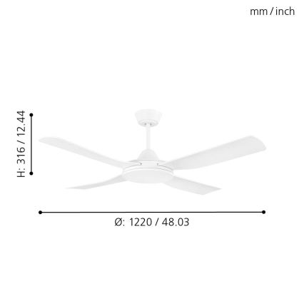 Eglo - Ventilateur de plafond 52W/230V + télécommande blanc