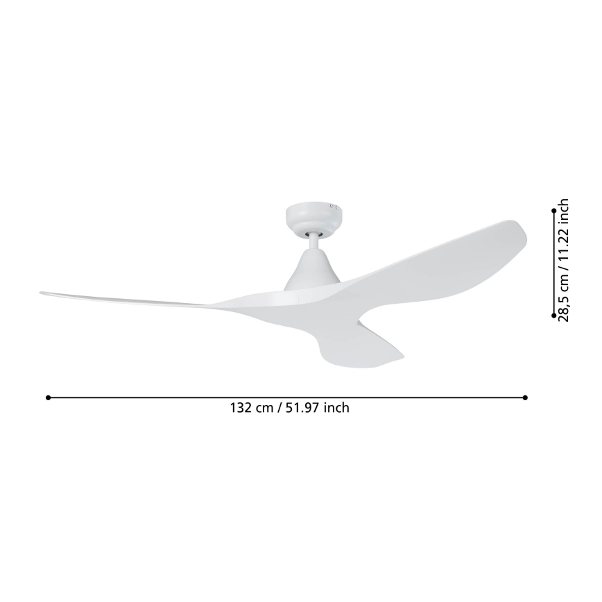 Eglo - Ventilateur de plafond Ø 132 cm, blanc + télécommande