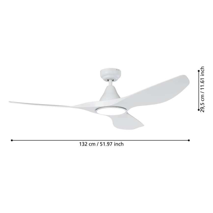 Eglo - Ventilateur de plafond LED/19 W/230 V Ø 132 cm blanc + télécommande