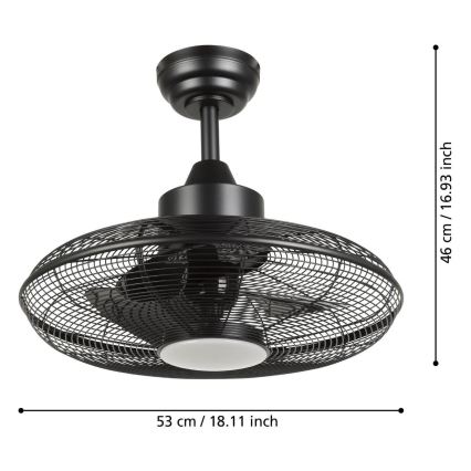 Eglo - Ventilateur de plafond à LED 15W/230V Ø 53 cm noir + télécommande