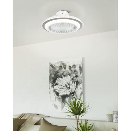 Eglo - Ventilateur de plafond LED à intensité variable LED/25,5W/230V blanc/gris 2700-6500K + télécommande