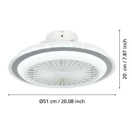 Eglo - Ventilateur de plafond LED à intensité variable LED/25,5W/230V blanc/gris 2700-6500K + télécommande