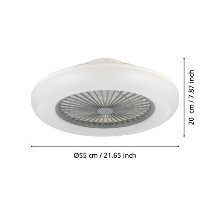 Eglo - ventilateur de plafond LED dimmable 3xLED/12,6W/230V 2700-6500K Ø 55 cm gris + télécommande