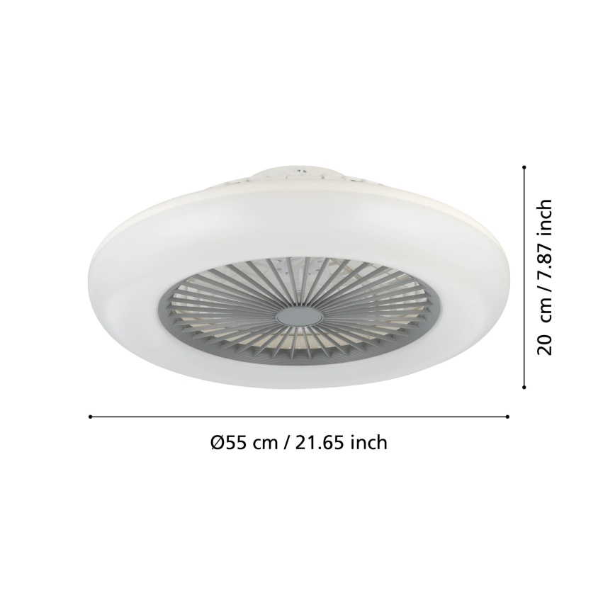 Eglo - ventilateur de plafond LED dimmable 3xLED/12,6W/230V 2700-6500K Ø 55 cm gris + télécommande