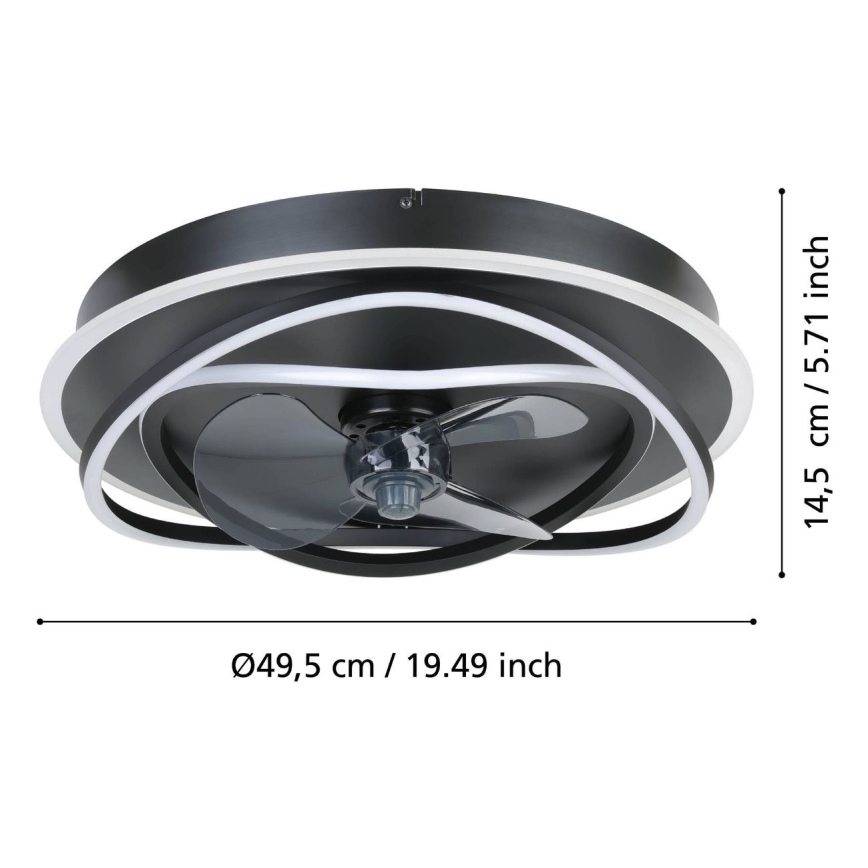 Eglo - Ventilateur de plafond LED dimmable 4xLED/9W/230V 2700-6500K Ø 50 cm noir + télécommande