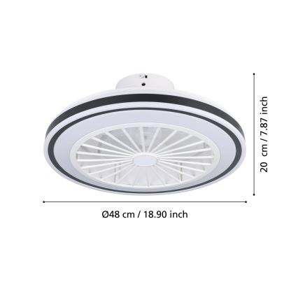 Eglo - Ventilateur de plafond LED à intensité variable LED/25,5W/230V blanc/noir 2700-6500K + télécommande