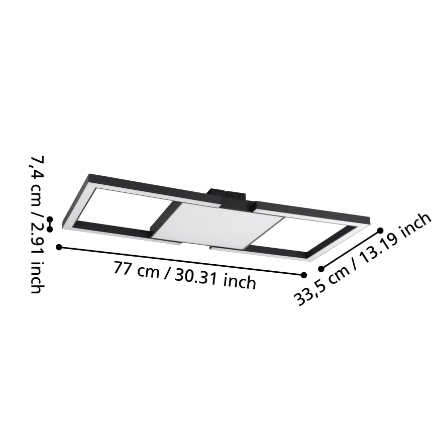 Eglo - Plafonnier à intensité variable LED/26,2W/230V 2700-6500K noir + Télécommande