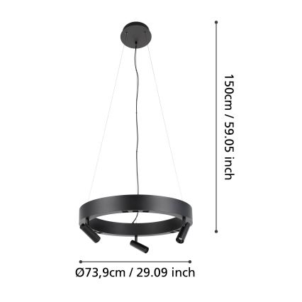 Eglo - Suspension filaire à intensité variable 3xLED/8W/230V + 3xLED/8,5W 3000K noir + Télécommande