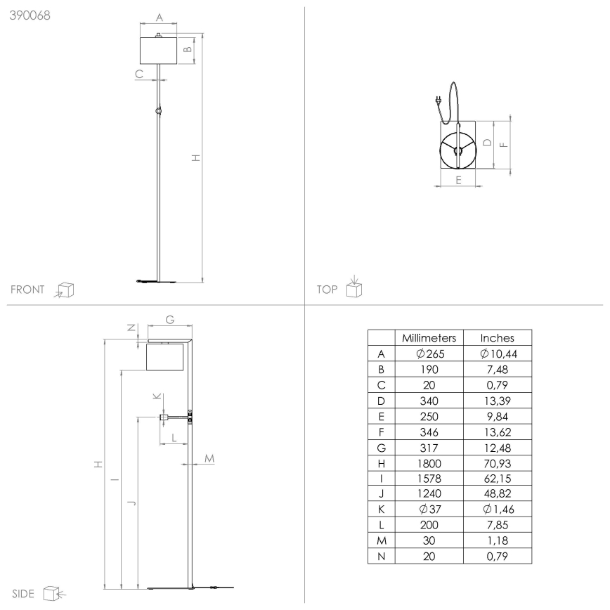 Eglo - Lampadaire 1xE27/40W/230V + LED/3,8W 3000K noir