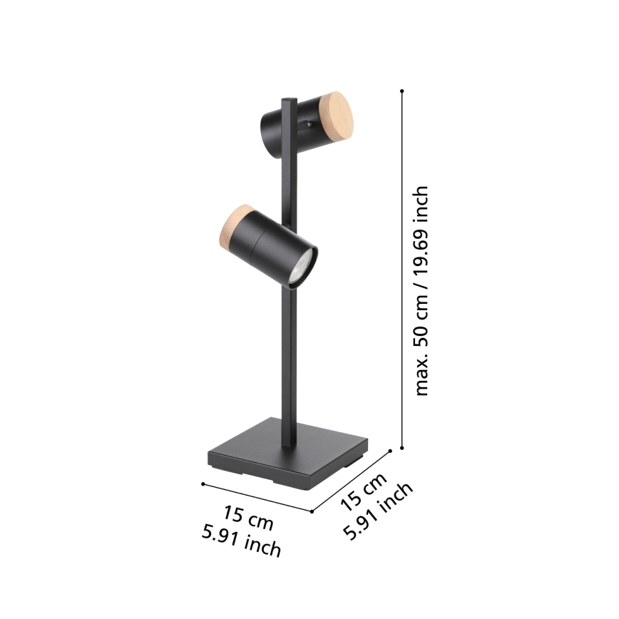 Eglo - Lampe de table 2xGU10/4,5W/230V 3000K noir/marron