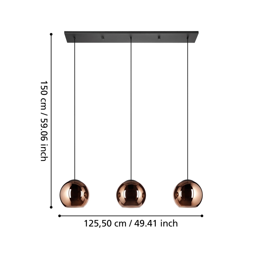 Eglo - Suspension filaire 3xE27/40W/230V cuivre