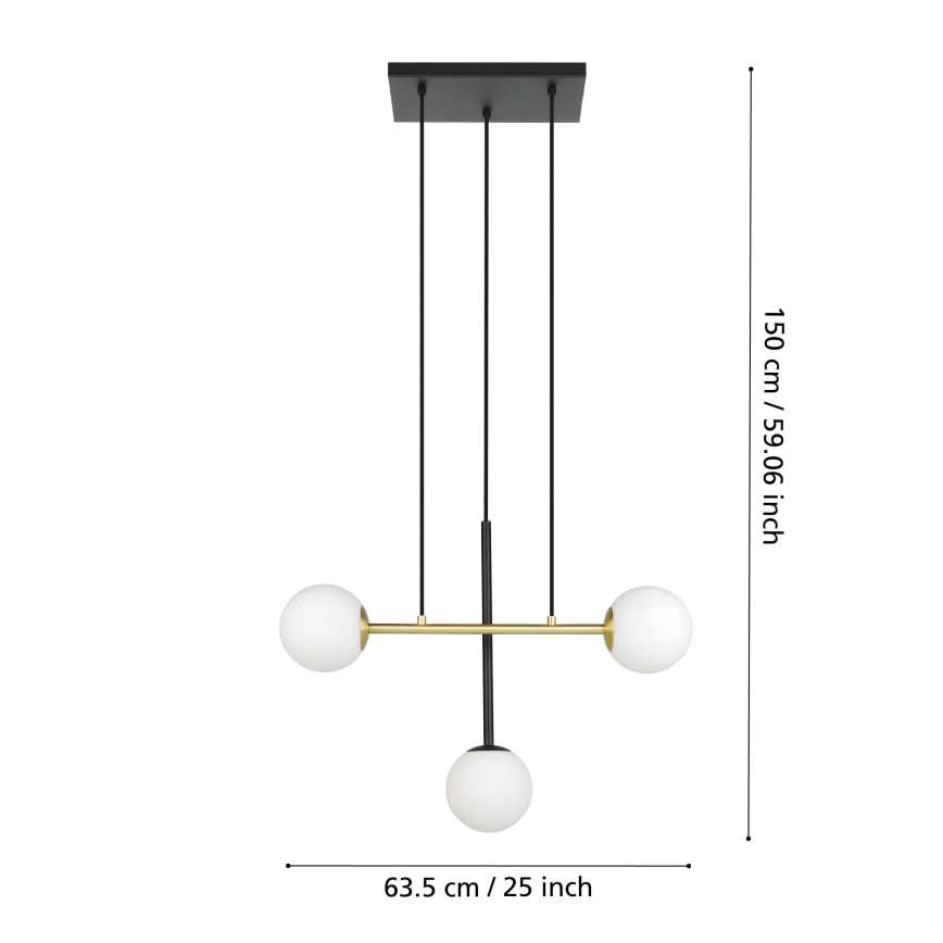 Eglo - Suspension filaire 3xE14/40W/230V doré/noir