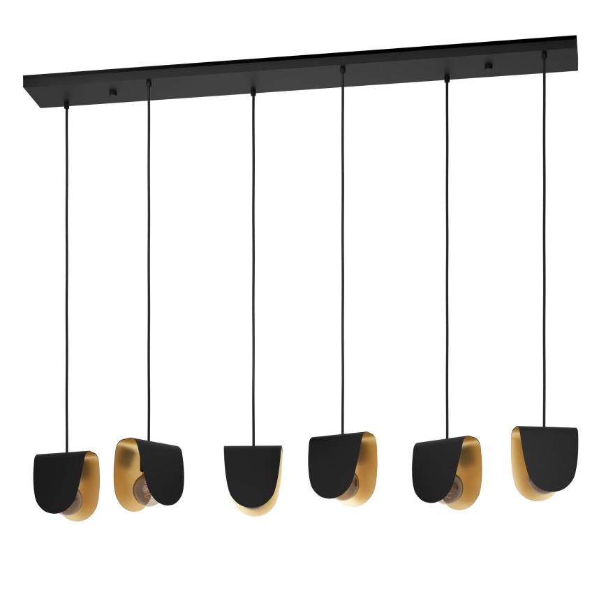 Eglo - Suspension filaire 6xE27/40W/230V noir/doré